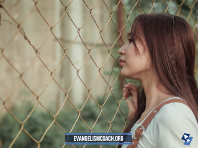 Woman Looking Through a Chain Link Fence