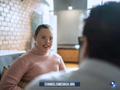Two people talking together living out how Christians act as ambassadors for Christ in everyday conversations.