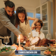 People sharing gratitude and faith stories at a Thanksgiving meal.